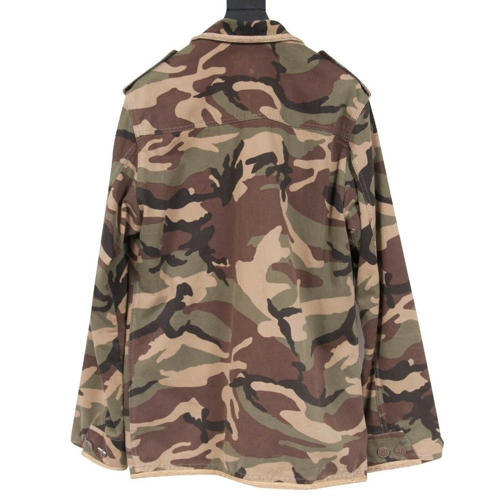 Saint Laurent Men's SS15 Gold Trimmed M65 Military Camo Field Jacke Coat Size 48 - Picture 2 of 10
